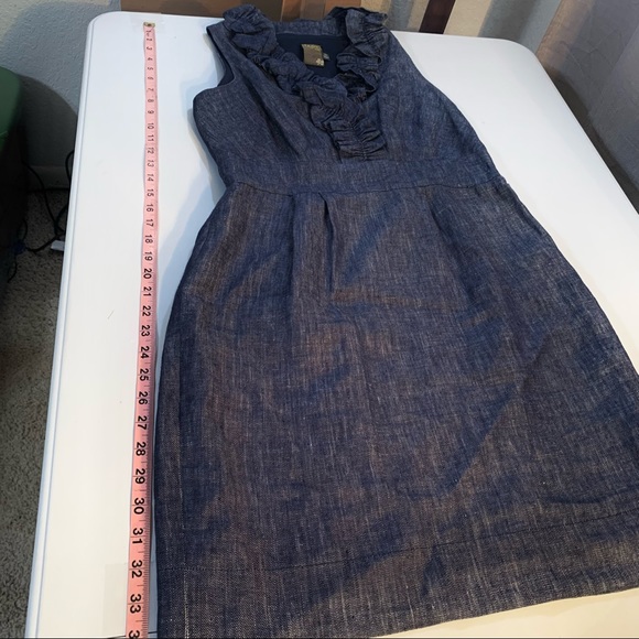 TAYLOR WOMENS 100% Linen DRESS SIZE PETITE 6 BLue SLEEVELESS ZIP A-LINED DRESS. - Picture 6 of 12